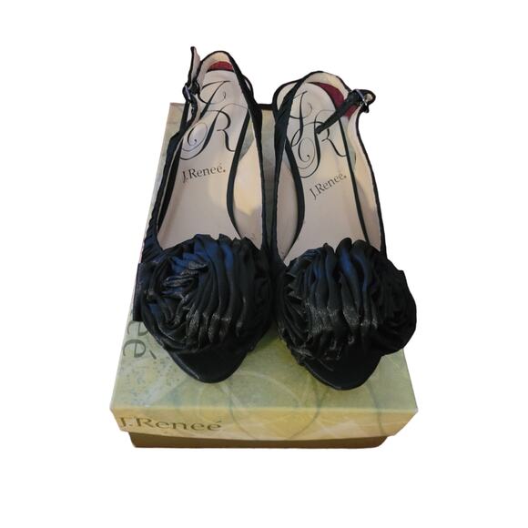 J. Renee Black Satin Wedge Heels - 8 1/2 Medium - New in Box - Picture 3 of 7